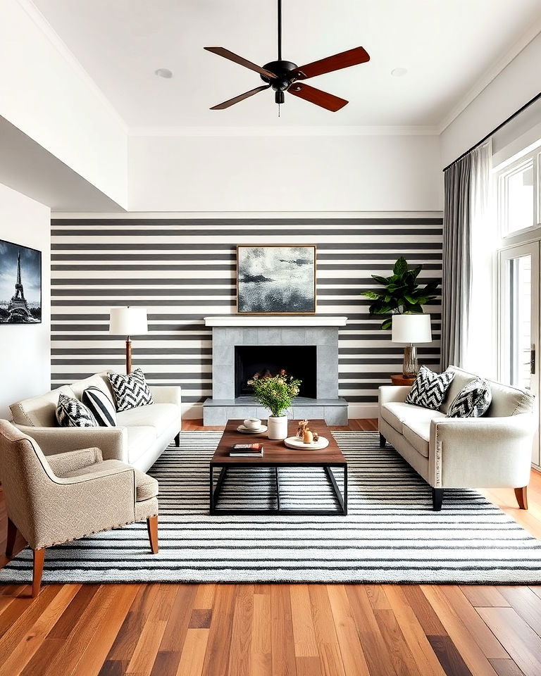 horizontal stripes for long living room