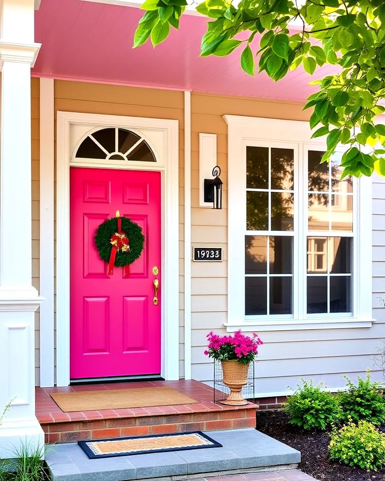 hot pink house door for a pop of color