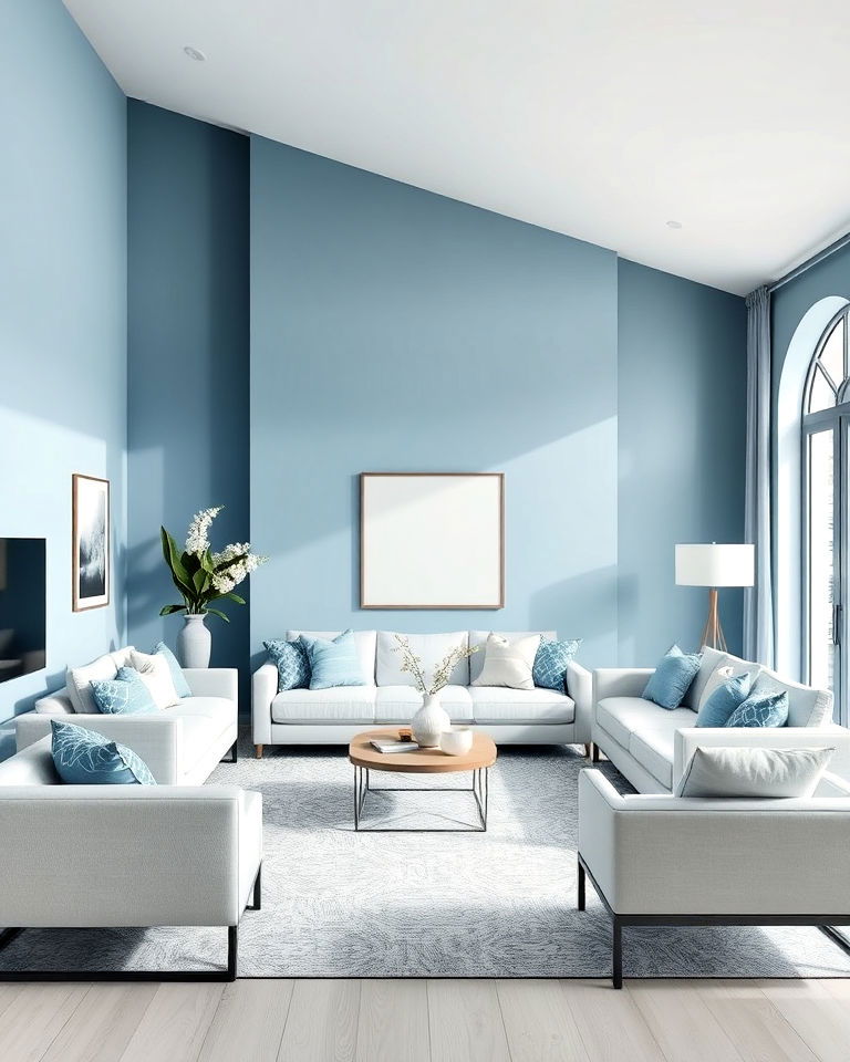 icy blue minimalism living room