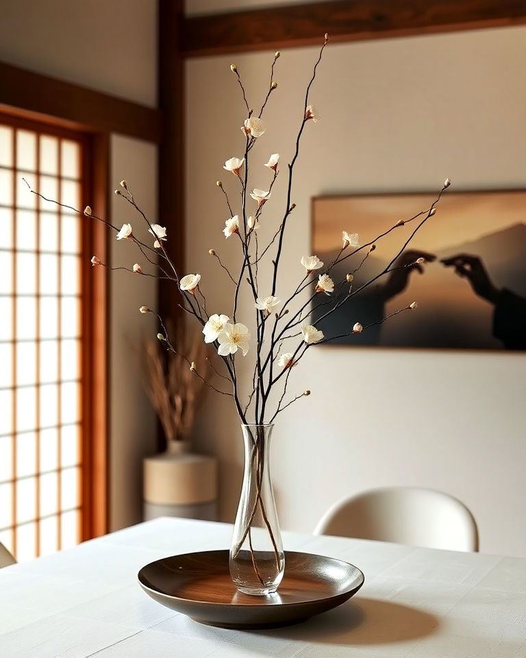 ikebana floral arrangement for a dining room