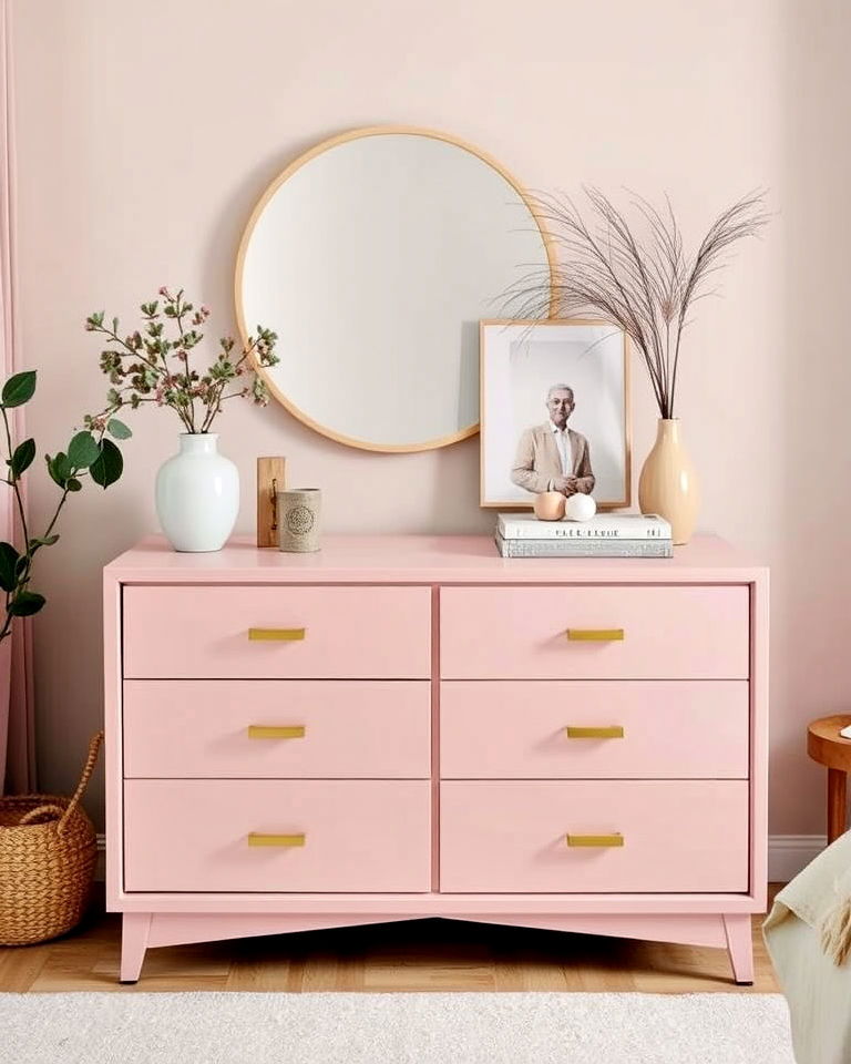 pink dresser to elevate the look of your bedroom