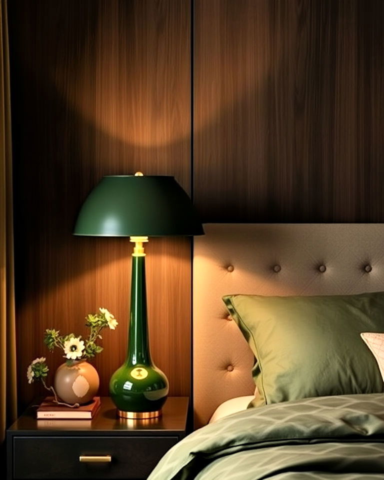 incorporate olive green lamps for a functional accent