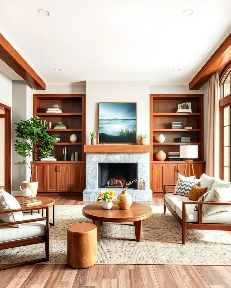 incorporating natural elements for transitional living room