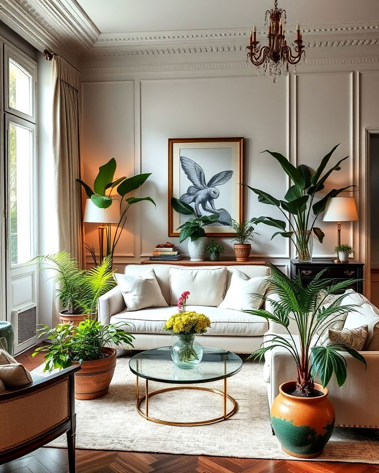 indoor greenery parisian living room