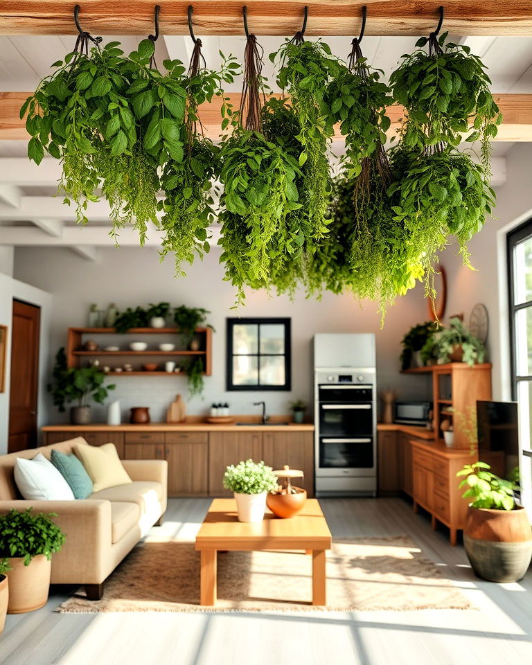 indoor herb ceiling garden