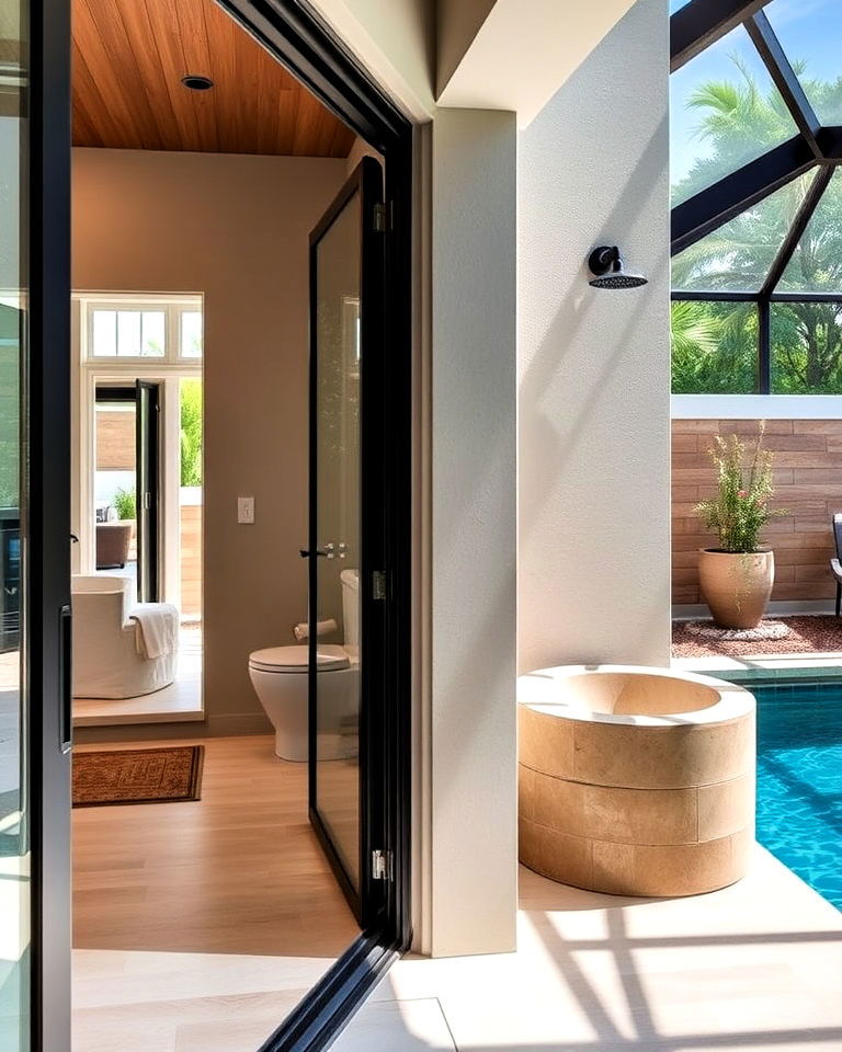 indoor outdoor flow bathroom