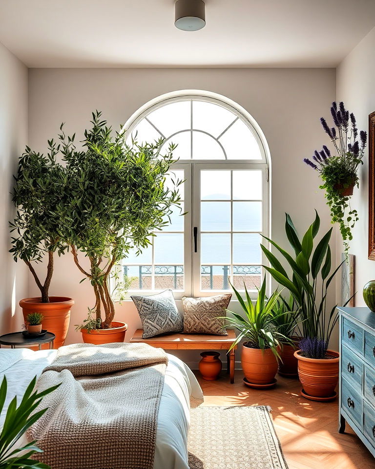 indoor plants mediterranean bedroom