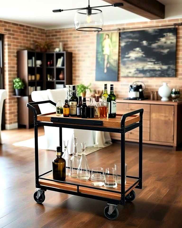 industrial bar cart