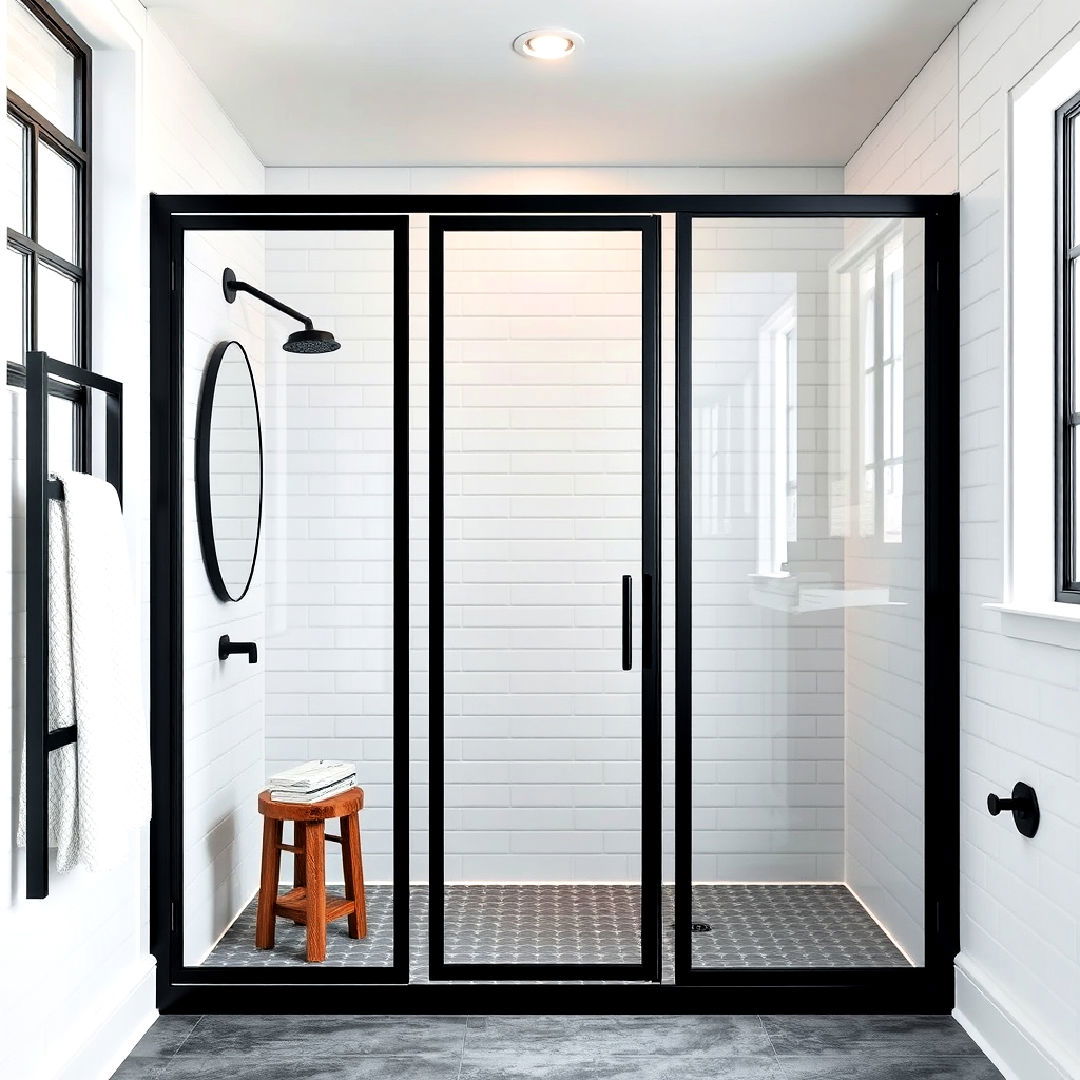 industrial black shower frame design
