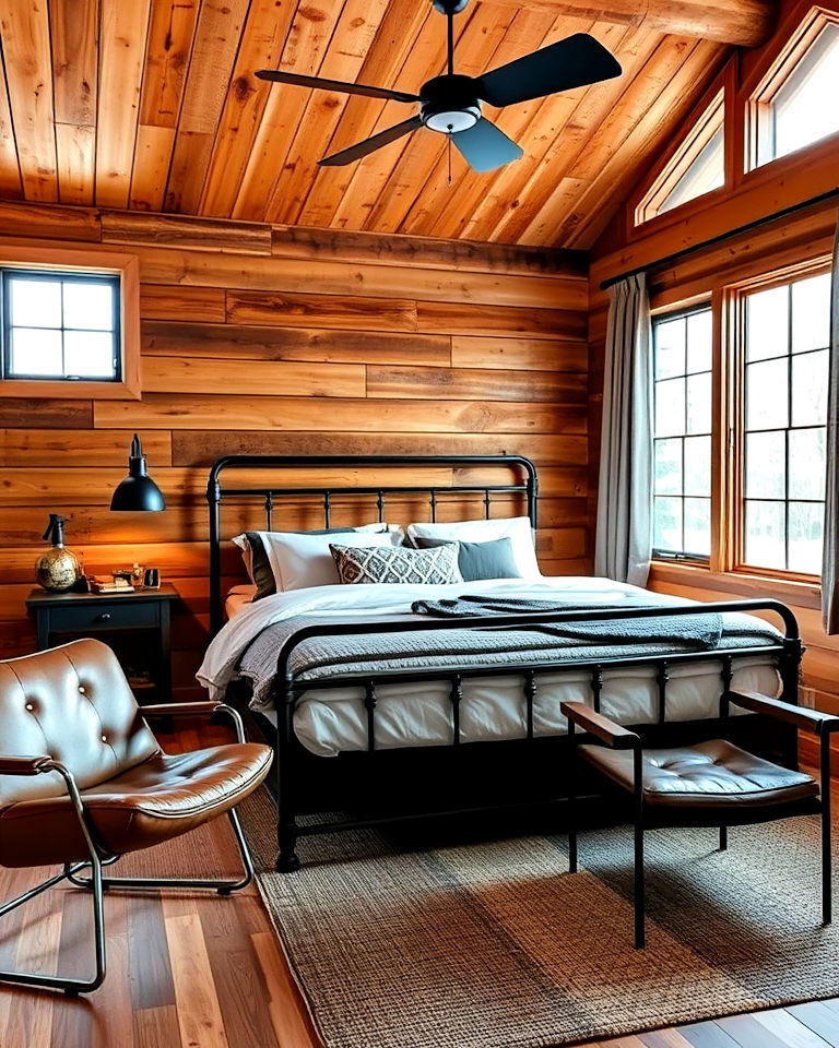 industrial cabin vibes bedroom