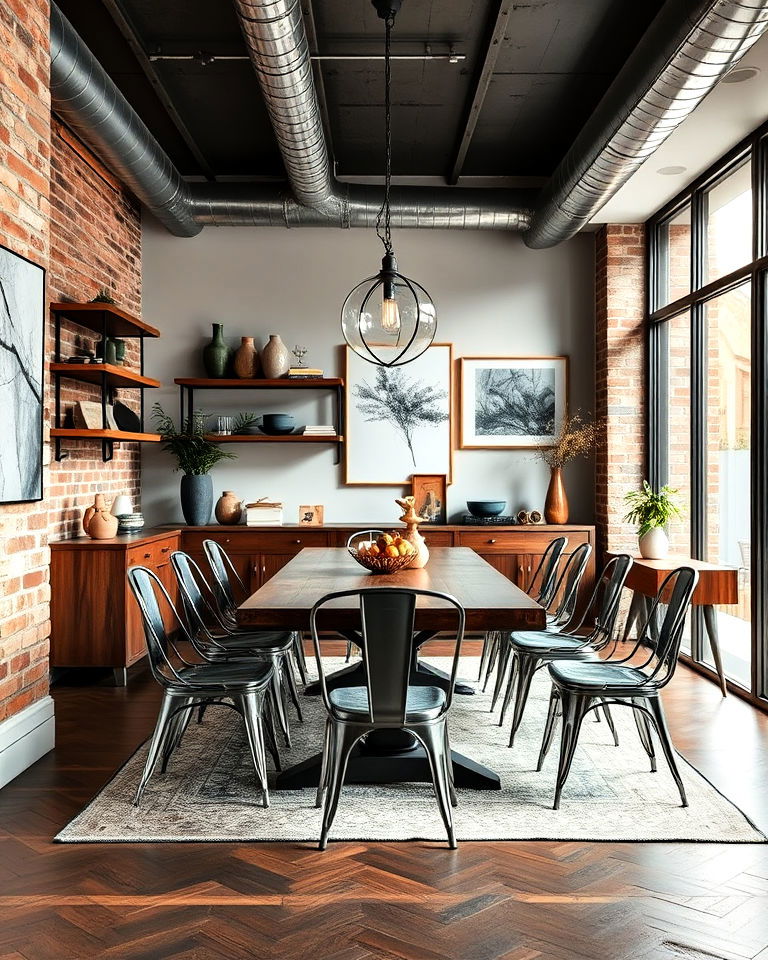 industrial eclectic dining room