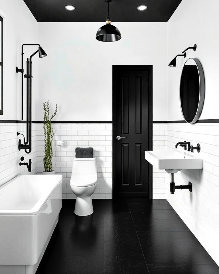 industrial edge bathroom with metal fixtures