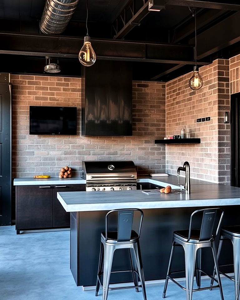 industrial inspired bbq area