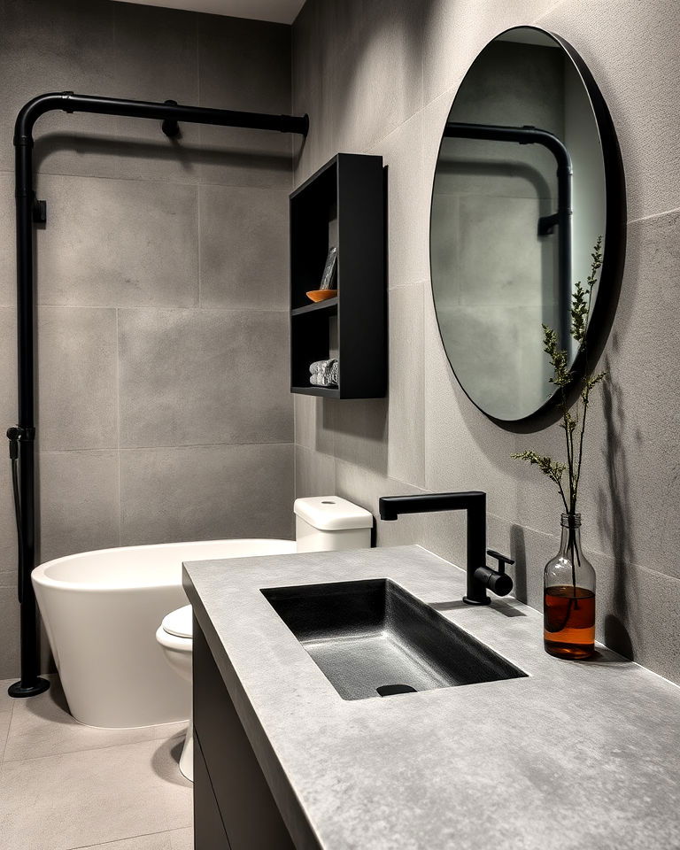 industrial inspired fixtures bathroom