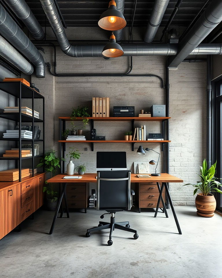 industrial inspired home office for him