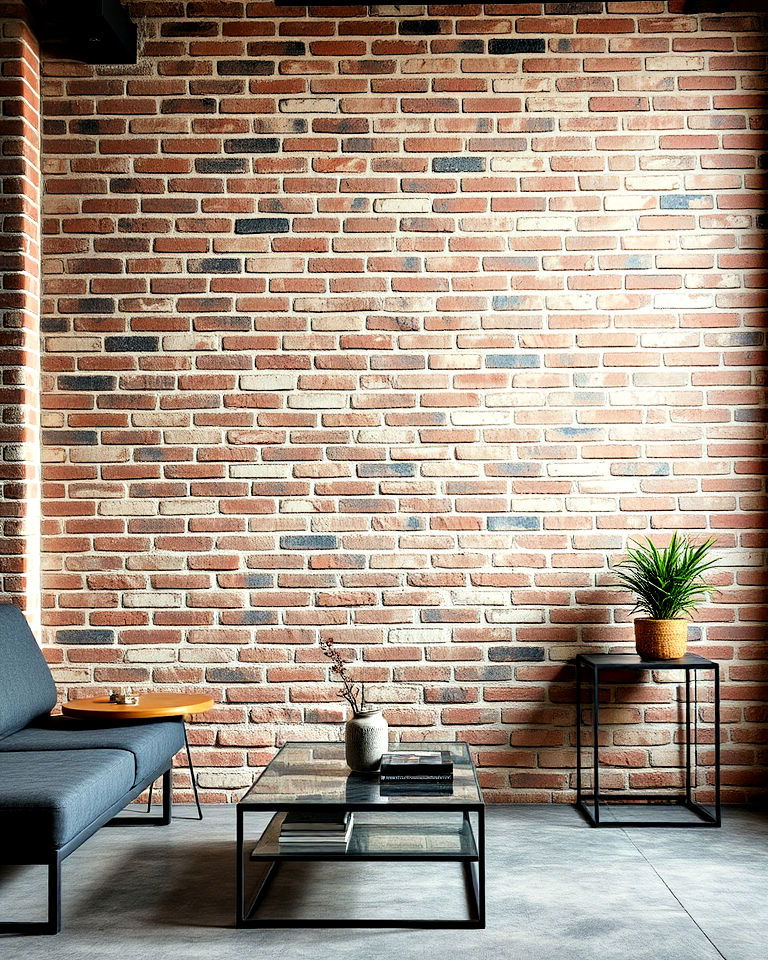 industrial loft style brick accent wall