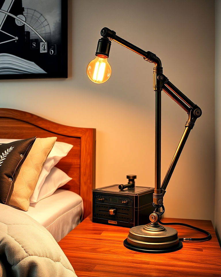 industrial style desk lamp with a mechanical design