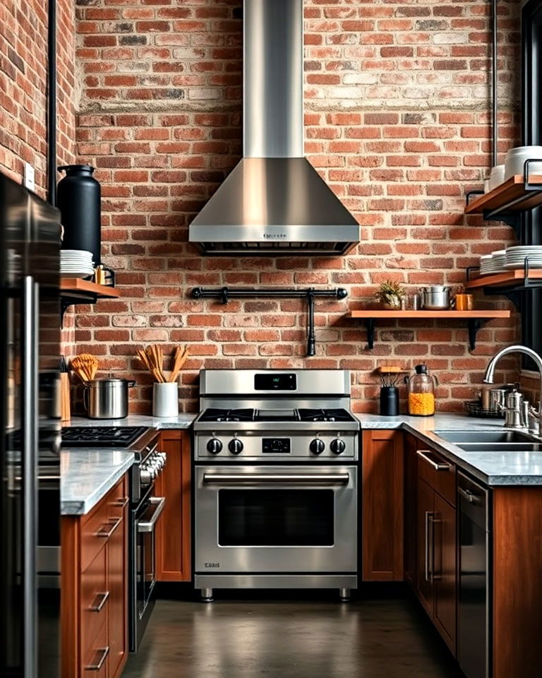 industrial style kitchen with stainless steel appliances