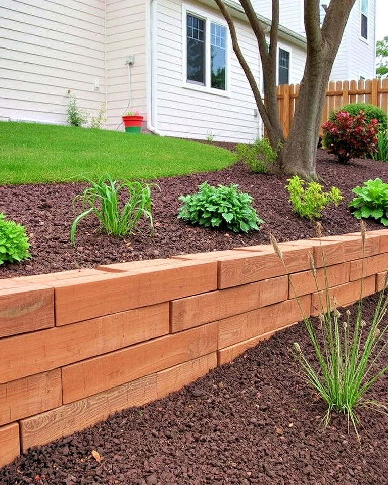 inexpensive landscape timber retaining wall