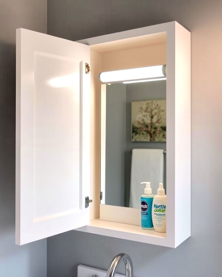 install a mirror inside the cabinet
