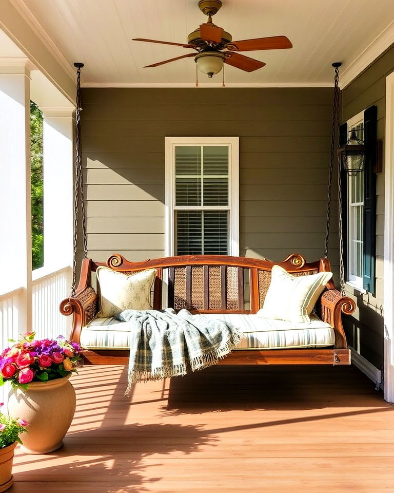 install a porch swing bed