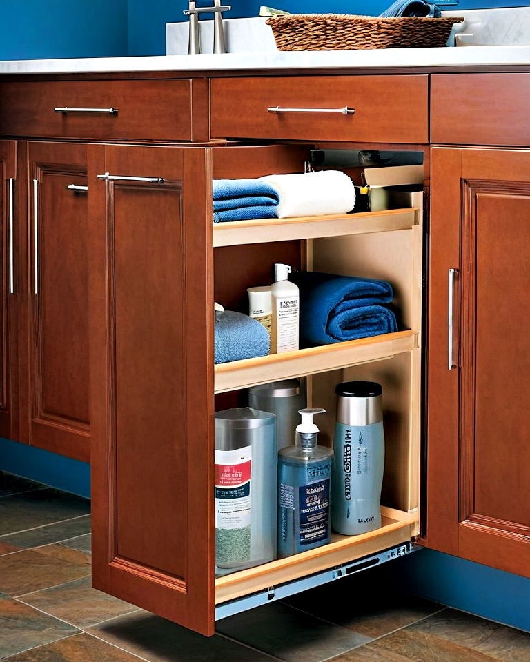 install pull out cabinets for bathroom