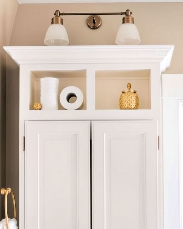 install shelves above the cabinet door