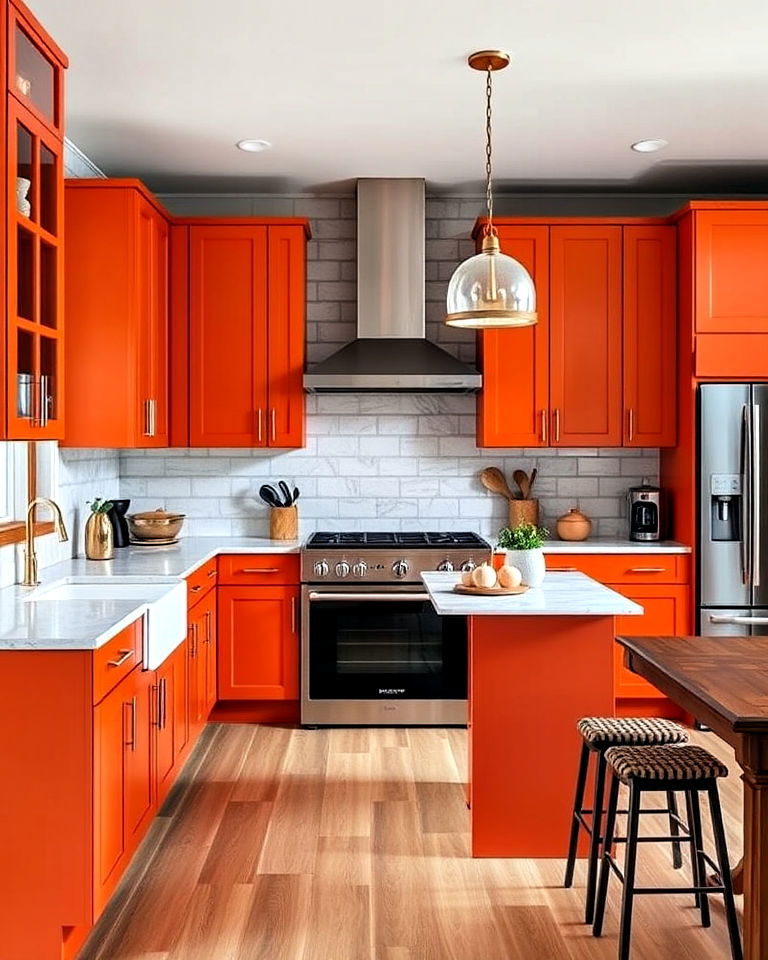 introduce burnt orange cabinetry