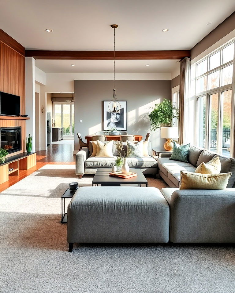 introduce grey carpet in open plan spaces