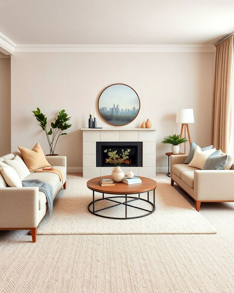 introduce warmth with beige and grey tones