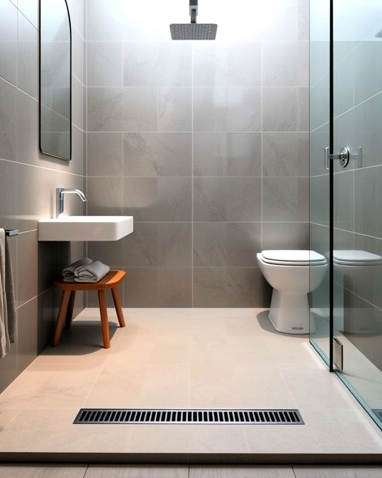 invisible shower drain for a clean look