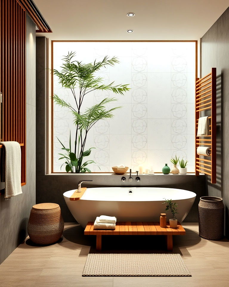 japanese bamboo accents for bathroom