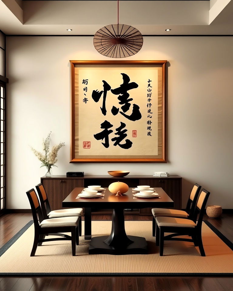 japanese calligraphy wall art for dining room decor
