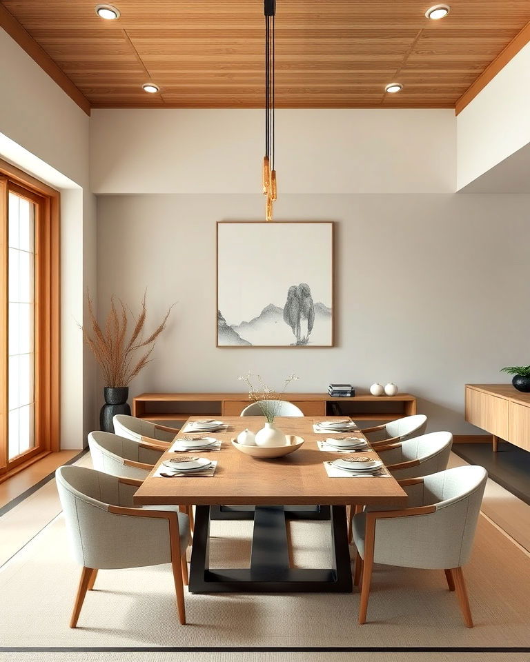 japanese dining room with a neutral color palette