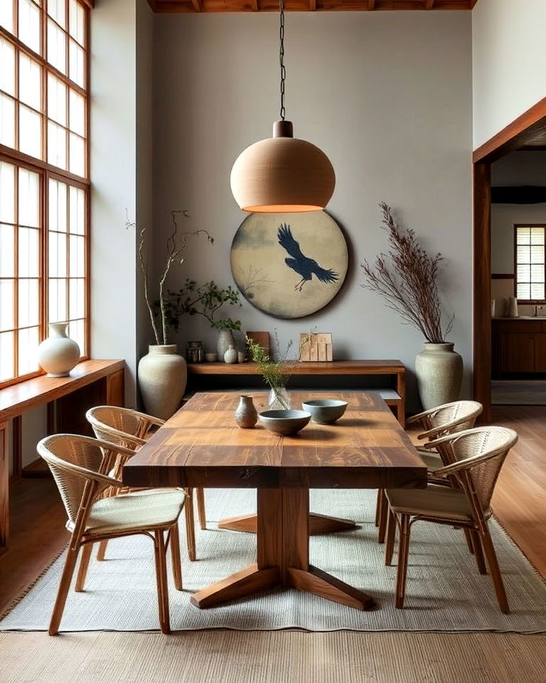 japanese style dining room with wabi sabi decor