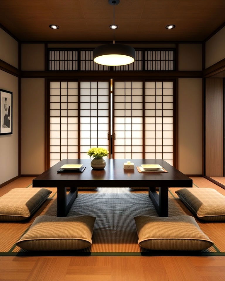japanese style low dining table with floor cushions