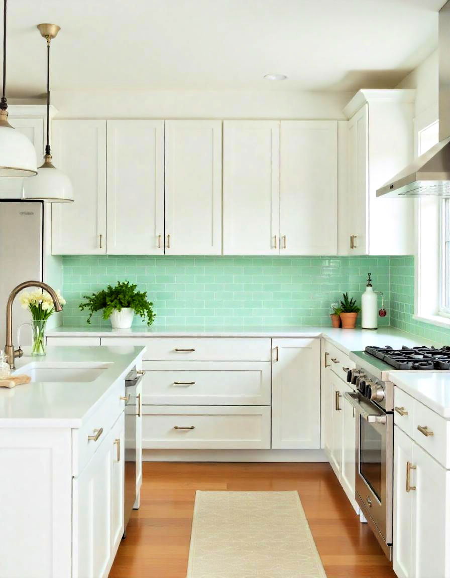 kitchen mint green backsplash for a subtle touch