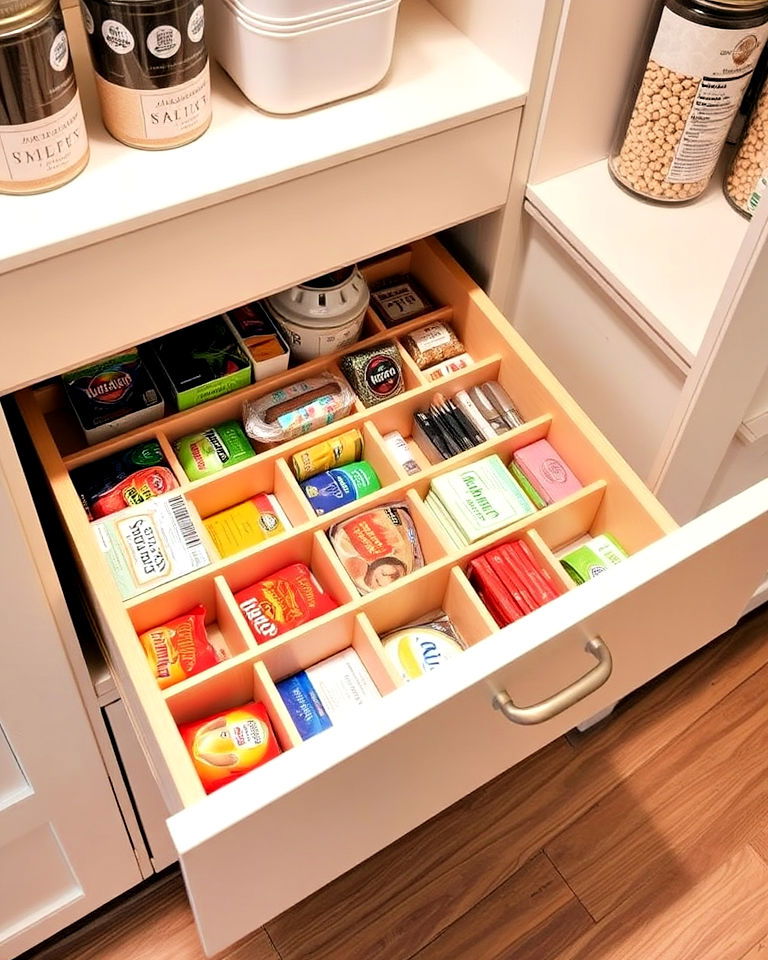 kitchen pantry with drawer dividers