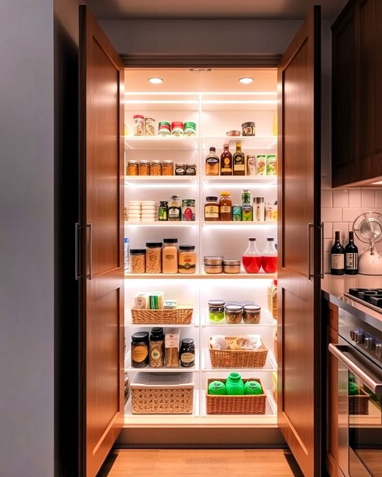 kitchen pantry with lighting