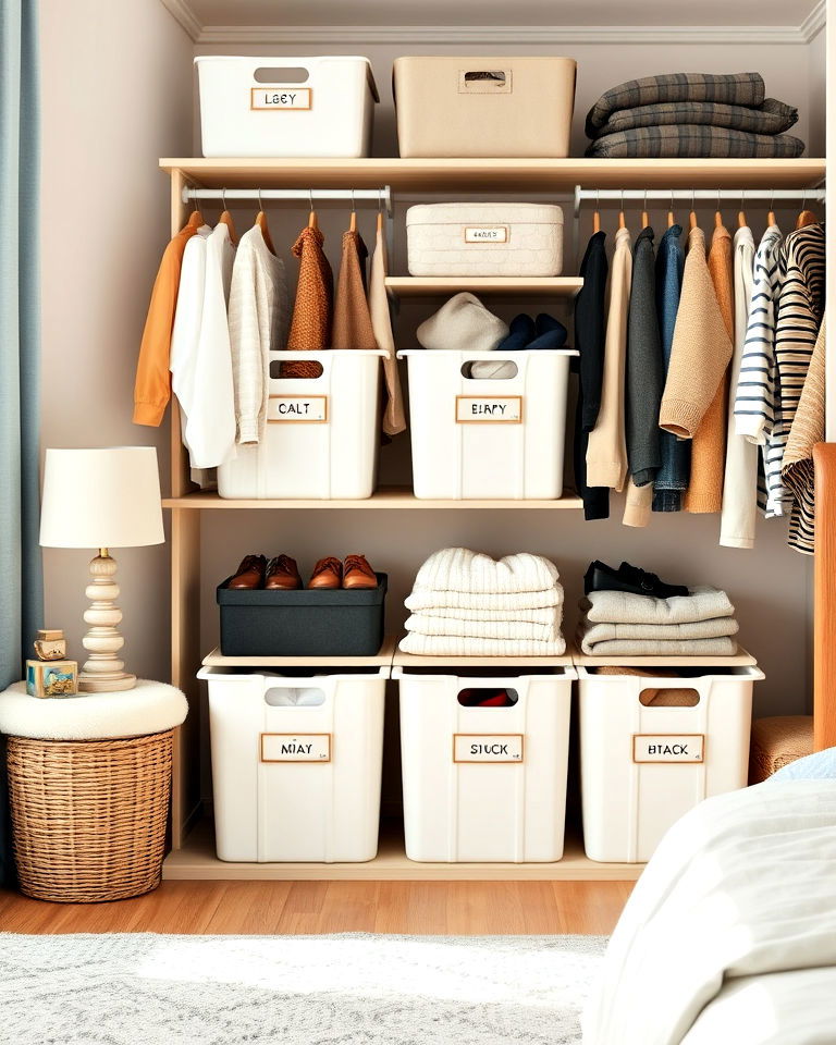 labeled storage bins idea