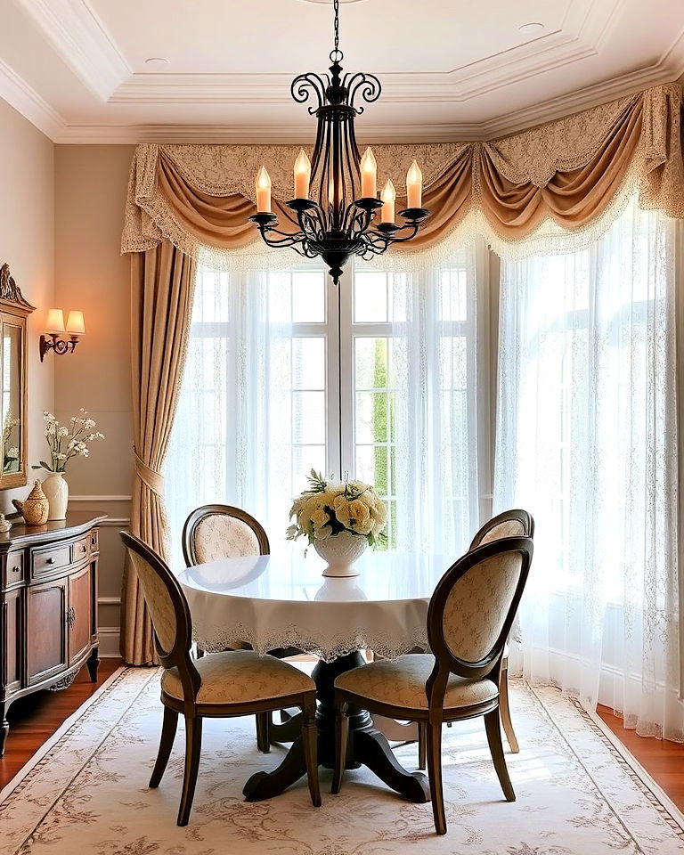 lace curtains for cottage style dining rooms