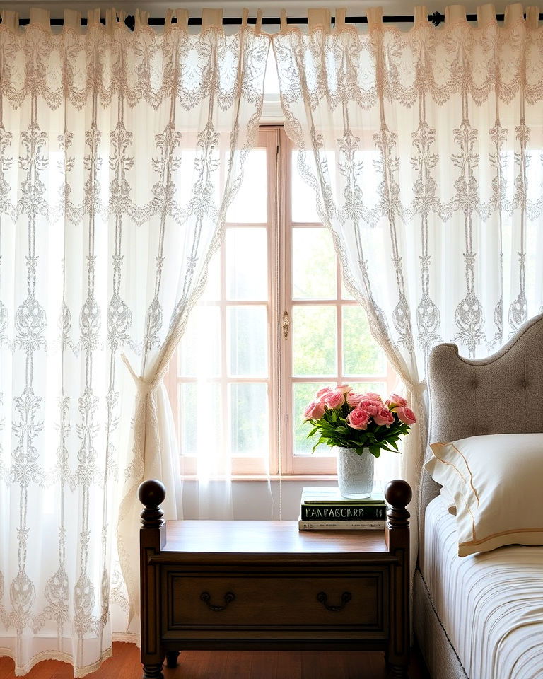 lace curtains for vintage bedroom