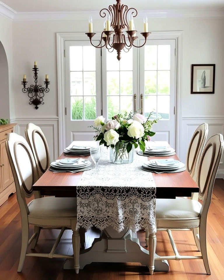 lace table runners for romantic detailing