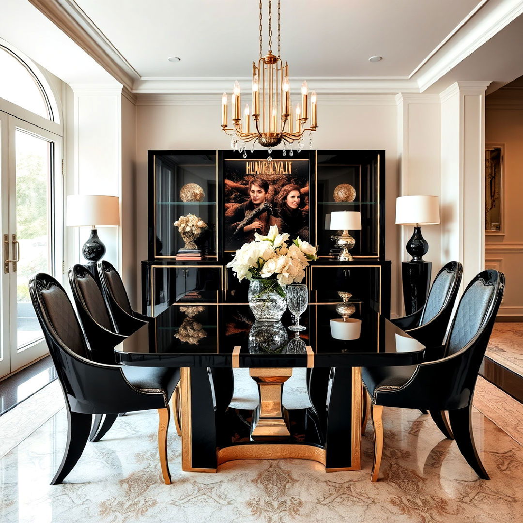 lacquered furniture for art deco dining room