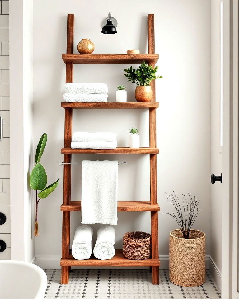 ladder shelves for a rustic touch