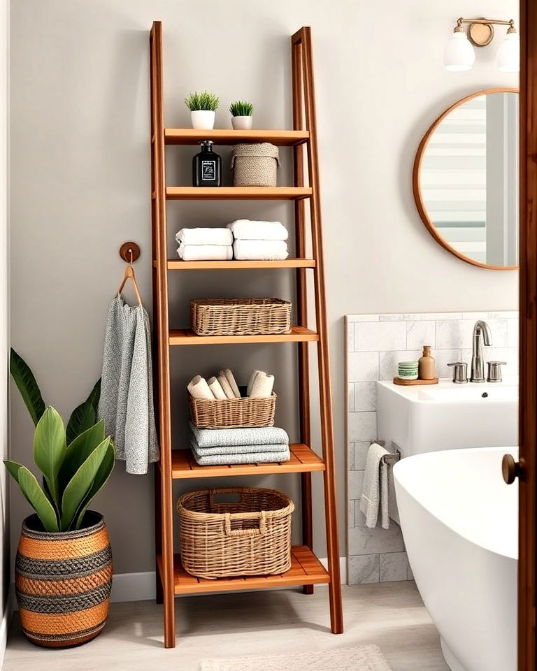 ladder shelving for bathroom