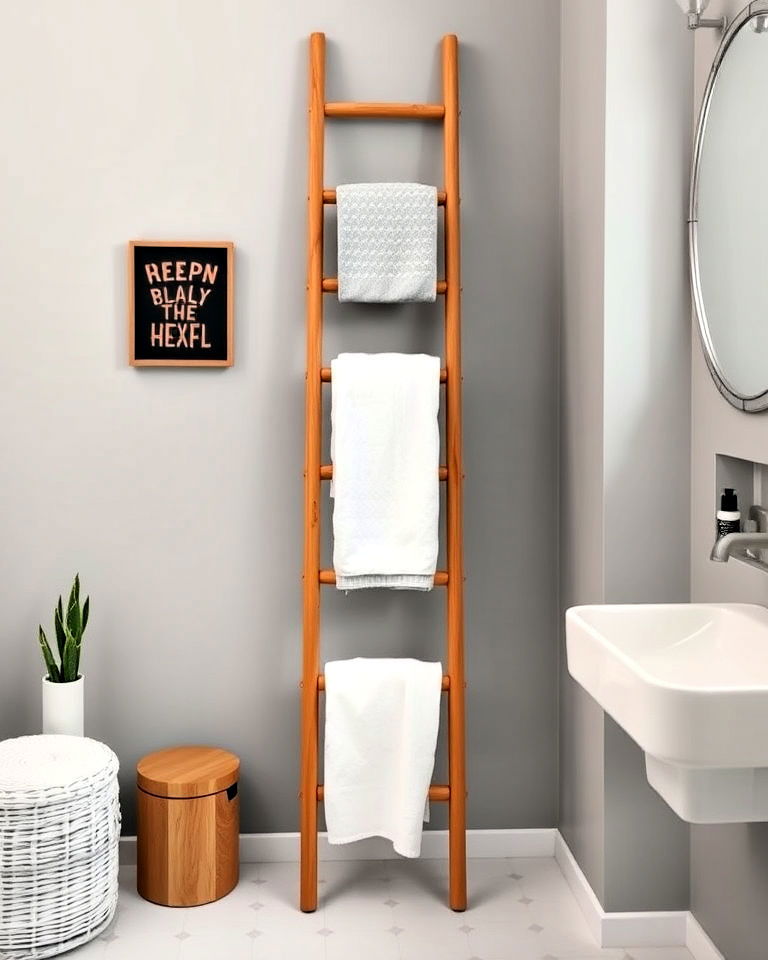 ladder towel rack for vertical storage