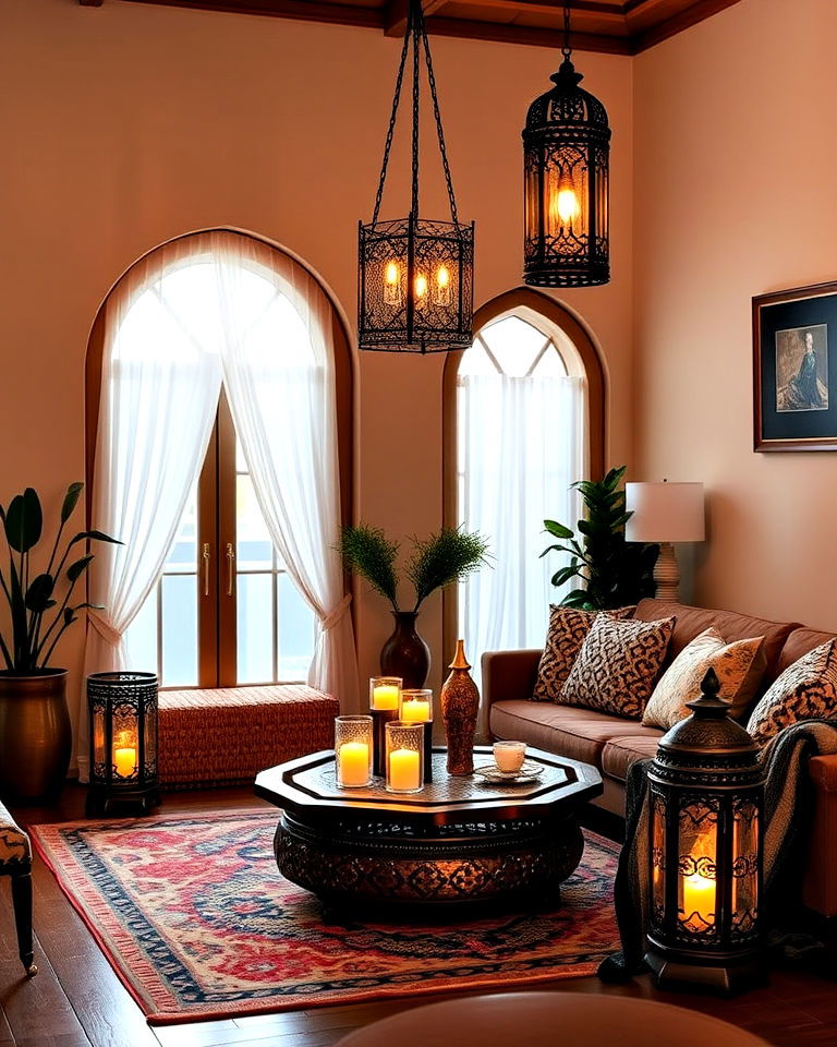 lanterns and candles for ambient lighting