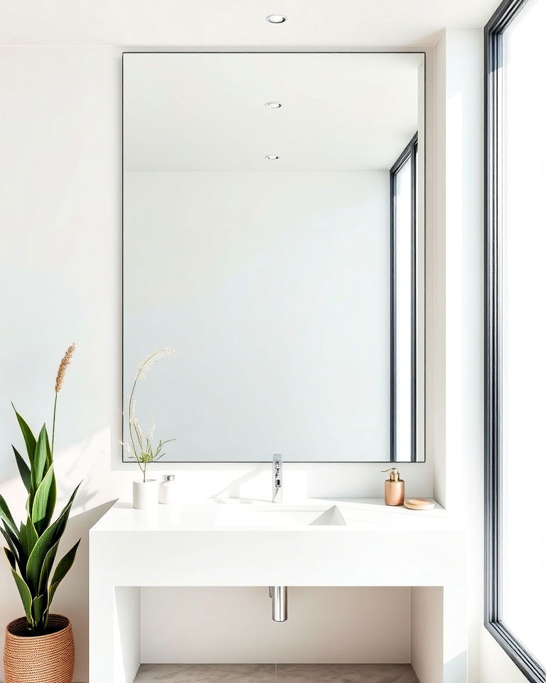 large bathroom mirror for depth