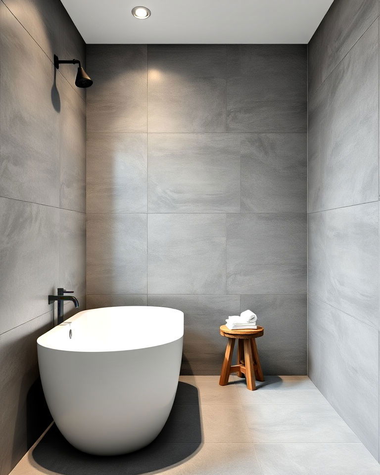 large format grey tiles for a seamless look